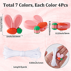 28 шт. кроличьи уши с морковными бусинами из экологически чистого пищевого силикона с 5 ярдами нейлоновой нити&nbsp;SIL-SC0002-46
