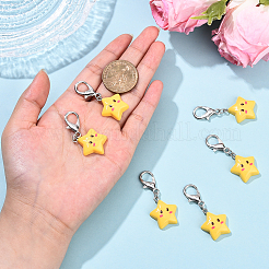 6 шт. подвесных украшений в виде звезд из непрозрачной смолы&nbsp;HJEW-YW00147