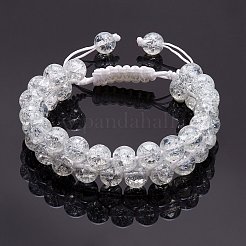 Сверкающий круглый плетеный браслет из стеклянных бусин&nbsp;BJEW-SW00082-01