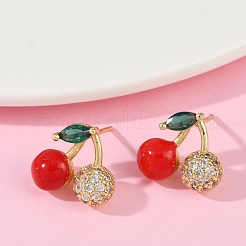 Латунные микро проложить серьги стержня кубического циркония&nbsp;EJEW-F895-27A-01G