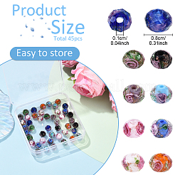 45шт 9 цвета ручной работы золотой песок бусины лэмпворк&nbsp;LAMP-YW0001-80