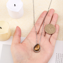 Натуральный тигровый глаз слеза урна пепел кулон ожерелье&nbsp;NJEW-CA0003-09B