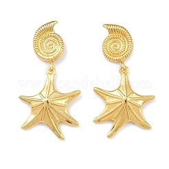 Серьги-гвоздики из латуни с подвесками на морскую тематику&nbsp;EJEW-F400-04D-G