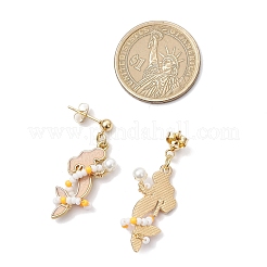 Серьги-гвоздики из нержавеющей стали 304 в форме русалки со стеклянными бусинами EJEW-MZ00460