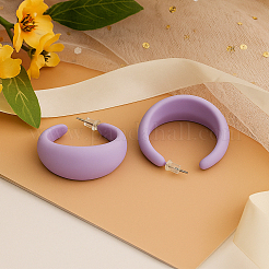 6 пара двухцветных акриловых сережек-гвоздиков в форме буквы С&nbsp;EJEW-GO0002-24