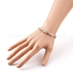 Браслеты из натурального лабрадорита стрейч из бисера самородки&nbsp;BJEW-JB05805-04