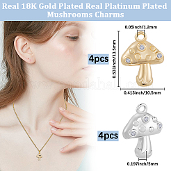 8 шт. 2 цвета латунные подвески с микропаве и кубическим цирконием&nbsp;KK-BBC0019-14