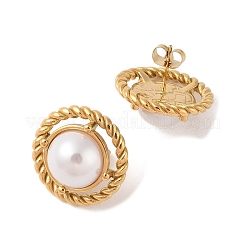 Ионное покрытие (ip) 304 нержавеющая сталь пластиковые бусины серьги-гвоздики&nbsp;EJEW-S227-04G