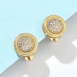 Серьги-клипсы из латунного микро-паве с прозрачными фианитами&nbsp;EJEW-A132-02B-G