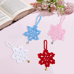 12 шт. подвеска-снежинка из хлопка 4 цветов&nbsp;HJEW-GF0001-70