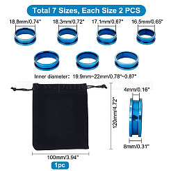 14 шт. набор из 7 колец из нержавеющей стали с канавками&nbsp;RJEW-UN0002-71BL