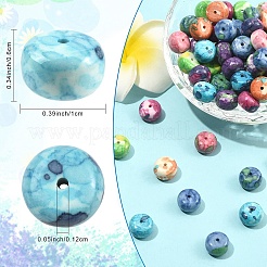 70 шт. 7-цветные окрашенные синтетические бусины из речного камня&nbsp;G-YW0002-99