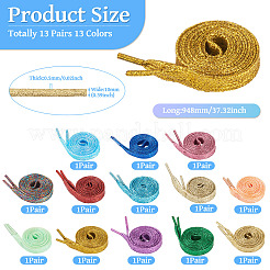 13 пара шнурков из полиэстера двух цветов&nbsp;AJEW-TA0002-71