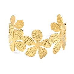 Браслеты-манжеты из нержавеющей стали 304 с цветком для женщин&nbsp;BJEW-M313-05G