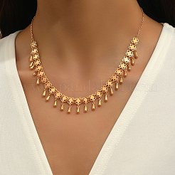 Модные винтажные латунные металлические цепочки-клеверы с каплевидными кисточками для женщин&nbsp;FJ5274