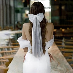 Фаты из полиэстера с бантом&nbsp;AJEW-WH20067-066P