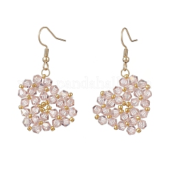 Сердце из стекла серьги болтающийся&nbsp;EJEW-MZ00639-01