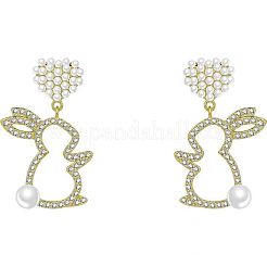 Серьги-гвоздики из сплава с кроликом и стразами&nbsp;FS-WG14827-01