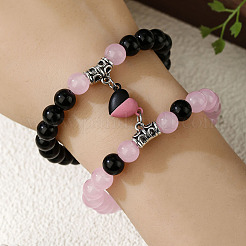 2 шт. магнитные браслеты с подвесками в форме сердца из сплава&nbsp;FS-WGCA466-03