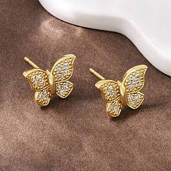 Серьги-гвоздики из циркония&nbsp;EJEW-F400-02B-G