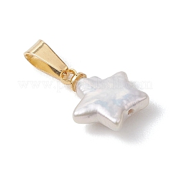 Подвески в виде звезд из натурального барочного жемчуга кеши с защелкивающимися креплениями из нержавеющей стали 304.&nbsp;PALLOY-JF05002