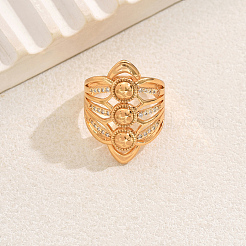 Многослойный полый дизайн латунные микропаве кубические цирконии регулируемые кольца для женщин&nbsp;ZN1702