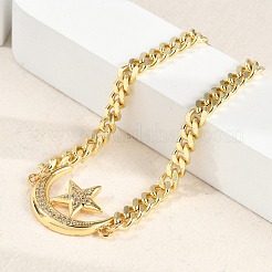 Браслеты с подвесками из латуни с прозрачным кубическим цирконием&nbsp;BJEW-M050-01G-01