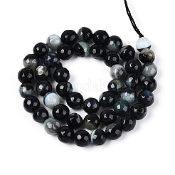 Нити окрашенных и нагретых натуральных агатовых бус с огненным кракелюром&nbsp;G-N359-01A-02