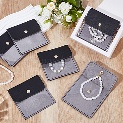 6 шт. конверты для ювелирных изделий из искусственной кожи ПВХ с кнопкой&nbsp;ABAG-WH0039-49B