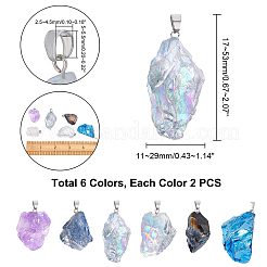 12шт 6 стильные подвески из натурального аметиста и кристалла&nbsp;G-PH0019-14