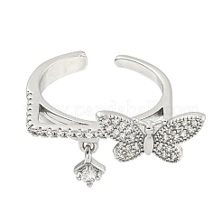 Латунные микро проложить манжеты кольца кубического циркония&nbsp;RJEW-I103-091P