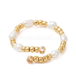 3 шт. кольца на палец из натурального культивированного пресноводного жемчуга на медной проволоке&nbsp;RJEW-JR00995