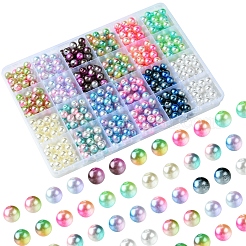 Наборы для изготовления браслетов из круглых радужных бусин из АБС-пластика с имитацией жемчуга&nbsp;DIY-FS0007-71