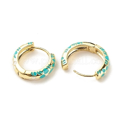 Серьги-кольца с цветочной эмалью&nbsp;LS-EJEW-G290-03G-E