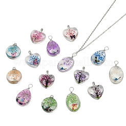 15шт 5 стиля прозрачные стеклянные подвески&nbsp;GLAA-YW0004-65