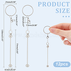 Брелок для ключей из нержавеющей стали 304 и железа с бусинами для самостоятельного изготовления ювелирных изделий&nbsp;KEYC-UN00005