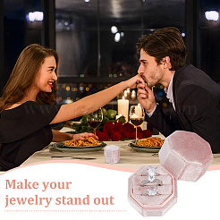 Восьмиугольные бархатные коробки для хранения колец с 3 слотом&nbsp;CON-WH0099-13B