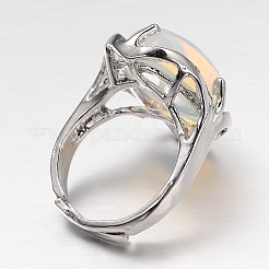 Регулируемая овальная драгоценный камень широко диапазона кольца&nbsp;RJEW-L062-01A