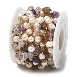 Цепочки из натурального жемчуга и смешанных камней&nbsp;CHS-B002-01G-06