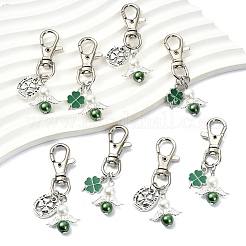 12 шт. подвесные украшения из сплава эмали и стеклянного жемчуга в 2 стилях&nbsp;HJEW-YW00309