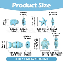 120шт 4 стиля синтетические бирюзовые бусины&nbsp;G-YW0002-65