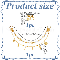 1 шт. акриловые круглые бусины и латунные перья крест-накрест для сумки декоративные цепочки и 1 шт. брошь из сплава&nbsp;HJEW-GA00055