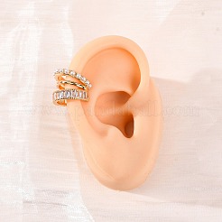 Тройные серьги-каффы в форме буквы С из латуни с микропаве из прозрачных кубических цирконий&nbsp;EJEW-Z127-06G