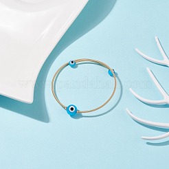 Круглый браслет-манжета лэмпворк с бусинами&nbsp;BJEW-JB08333-02