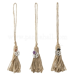 Украшения-подвески из джутового шнура и кисточек для Хэллоуина&nbsp;HJEW-JM04045