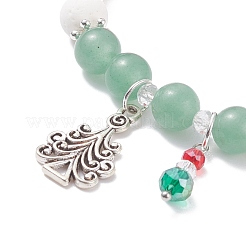 Эластичный браслет из натурального лавового камня (окрашенного) и зеленого авантюрина&nbsp;BJEW-TA00095