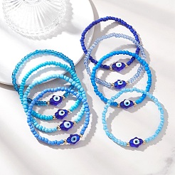 8 шт. браслеты из стеклянных бусин и бусин лэмпворк для женщин&nbsp;BJEW-MZ00263