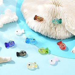 10 шт. 10-х цветные бусины-рыбки из фольги ручной работы&nbsp;FOIL-YW0001-03