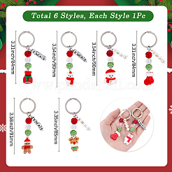 6 шт. 6 стиля рождественских брелоков из непрозрачной смолы&nbsp;KEYC-SP0001-54