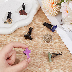 6 шт. 6 стиля крестообразные натуральные драгоценные камни автомобильные воздухозаборники клипсы&nbsp;AJEW-OC00024